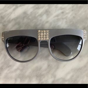 Marion Ramm gray rhinestone sunglasses eyewear